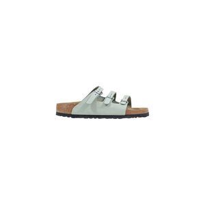 Birkenstock Green Leather Flat Women's Sandals